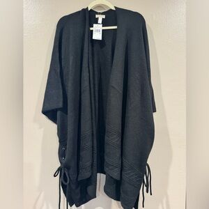 NWT Michael Michael Kors Lace up Ruana One Size Shawl Poncho Cardigan Sweater